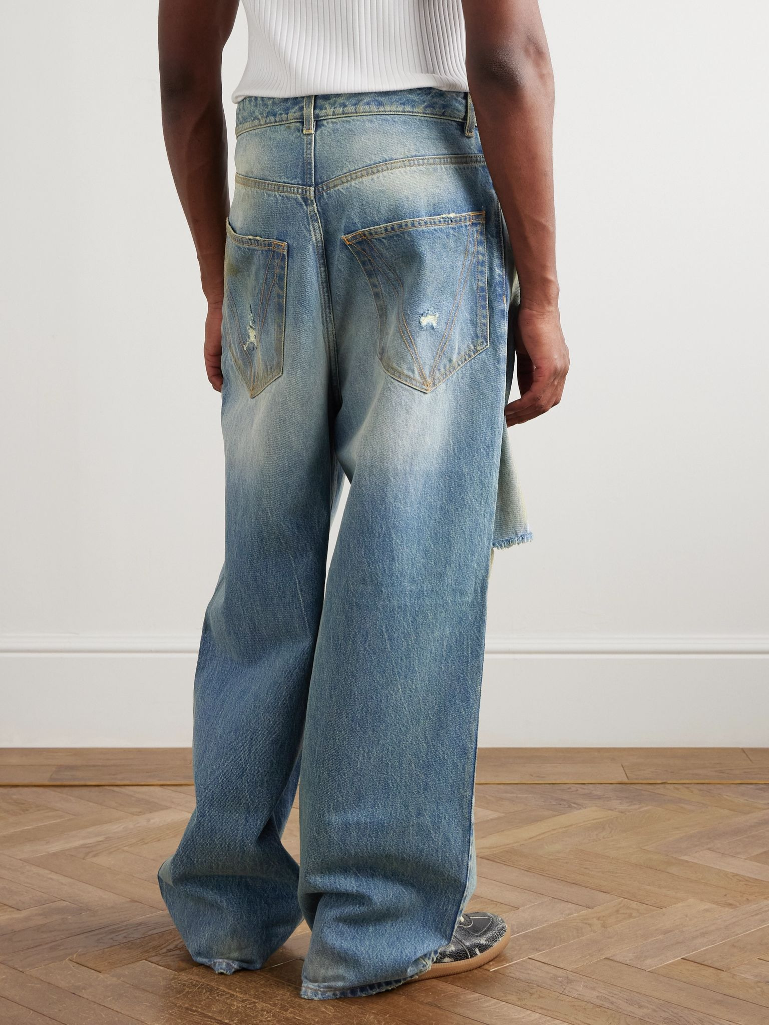 Straight-Leg Distressed Jeans Blue - 4