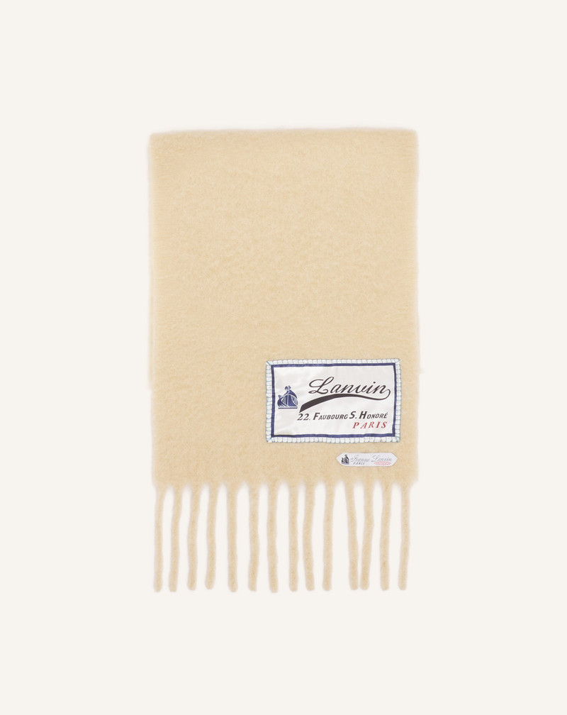WHITE FRINGED WOOL SCARF WITH 22 FAUBOURG LABEL 1