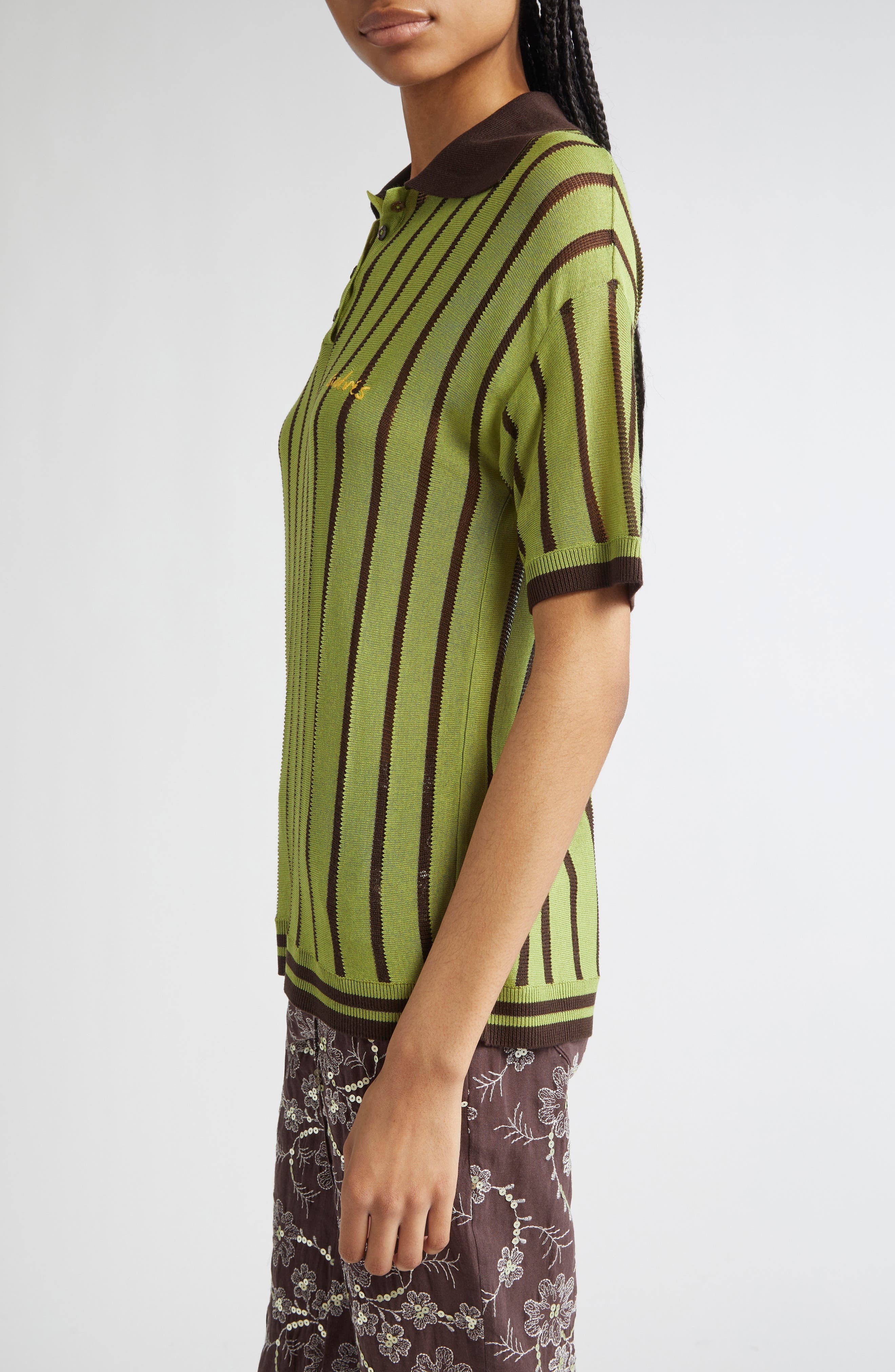 Siedrés Rounes Stripe Polo in Green at Nordstrom - 4