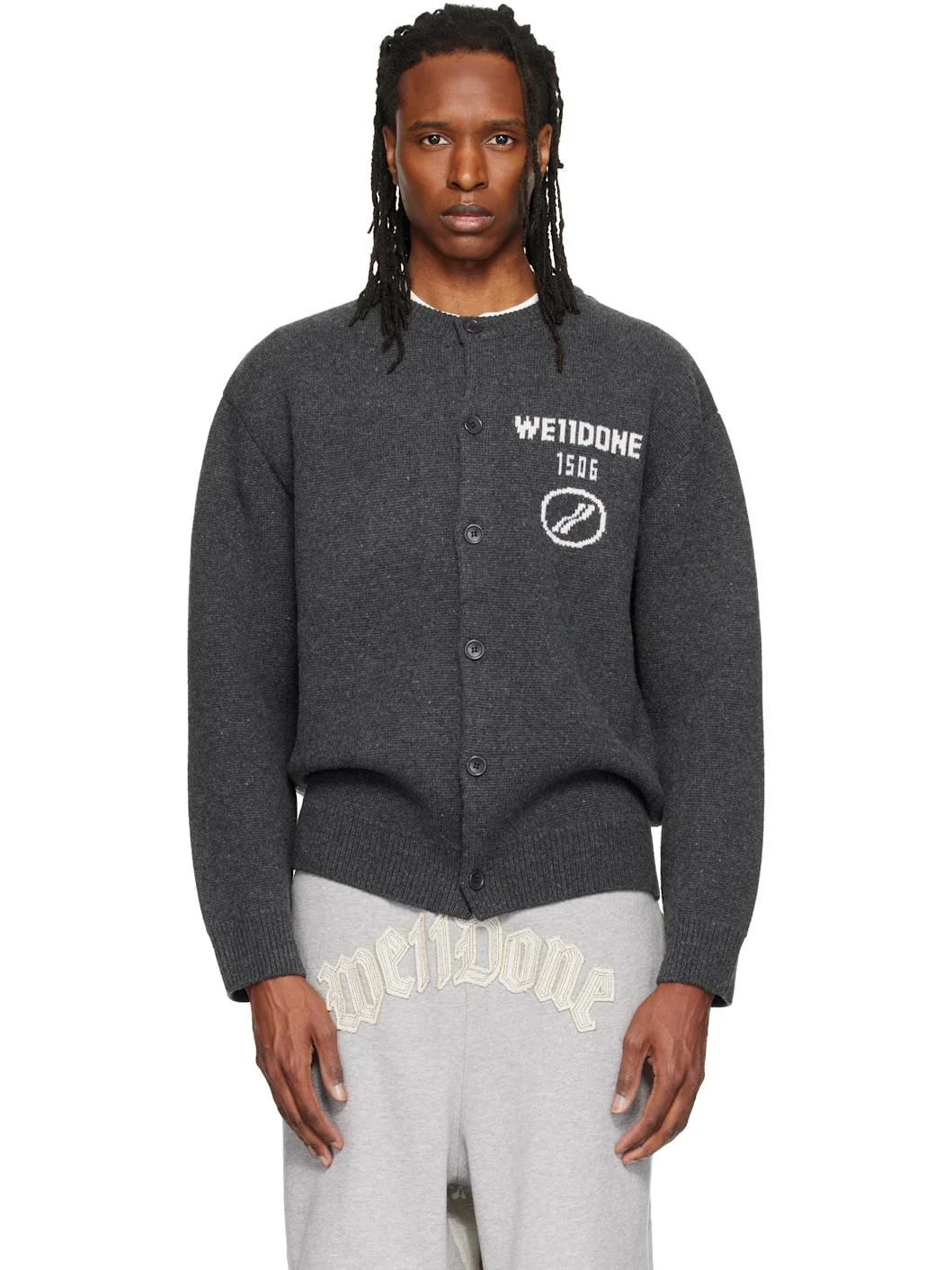 Gray Logo Classic Cardigan - 1