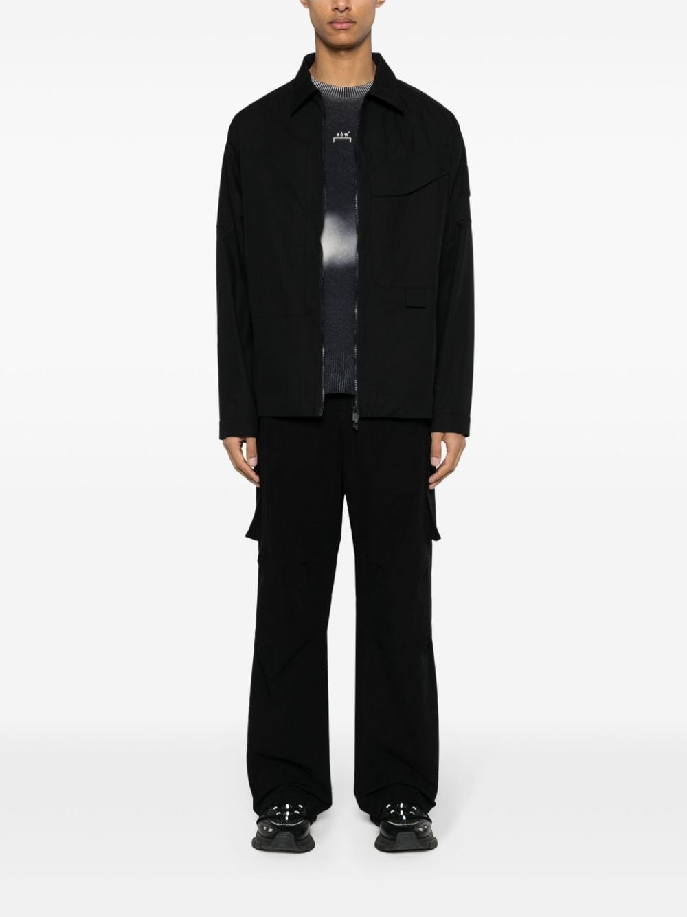 logo-embroidered ripstop overshirt - 2