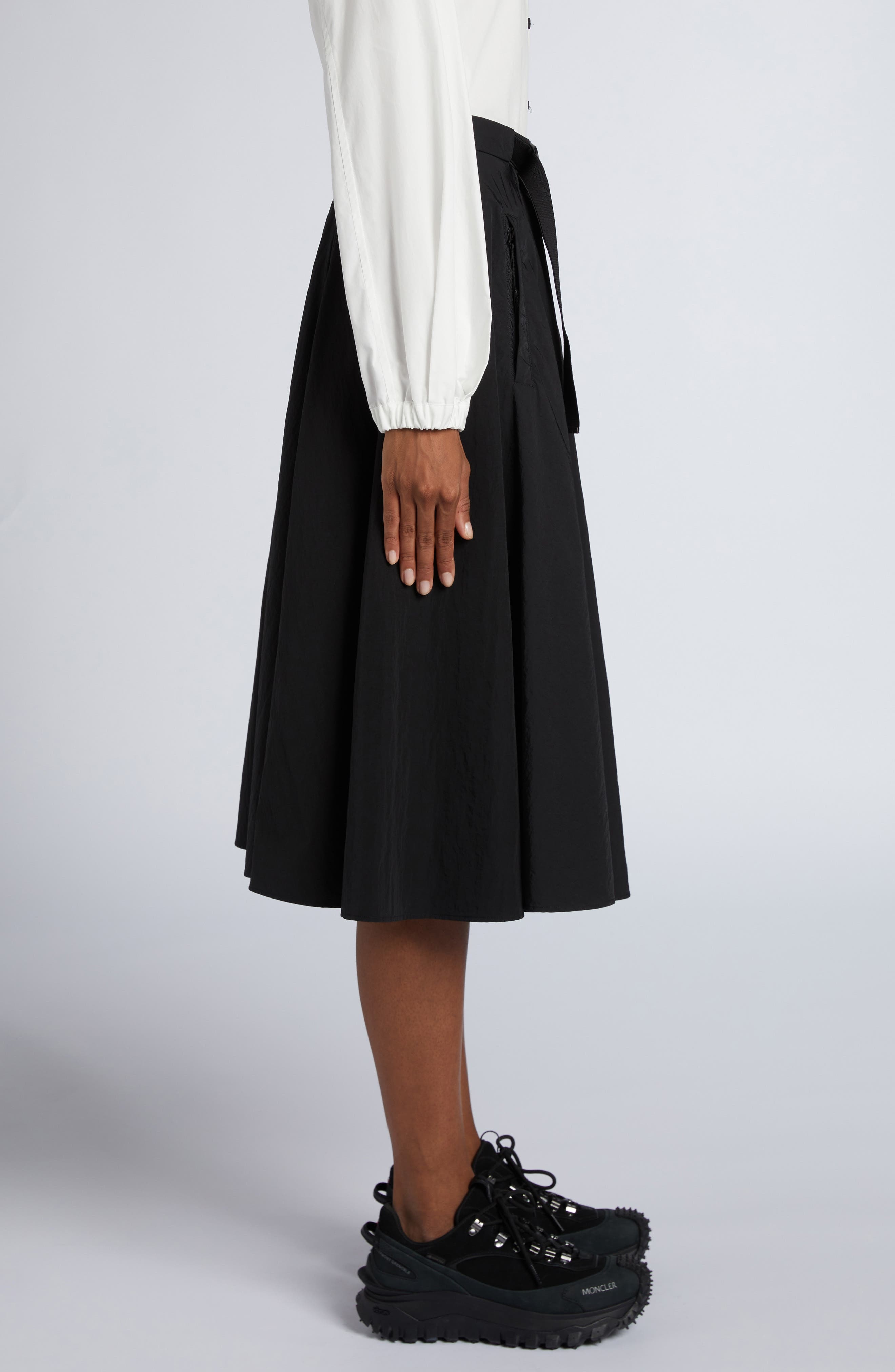 Moncler Belted Circle Skirt in Black at Nordstrom - 4