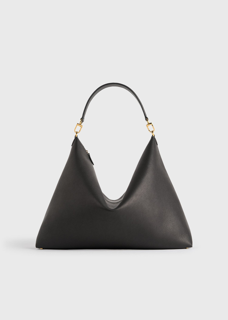 Bevel grained-leather bag black 8