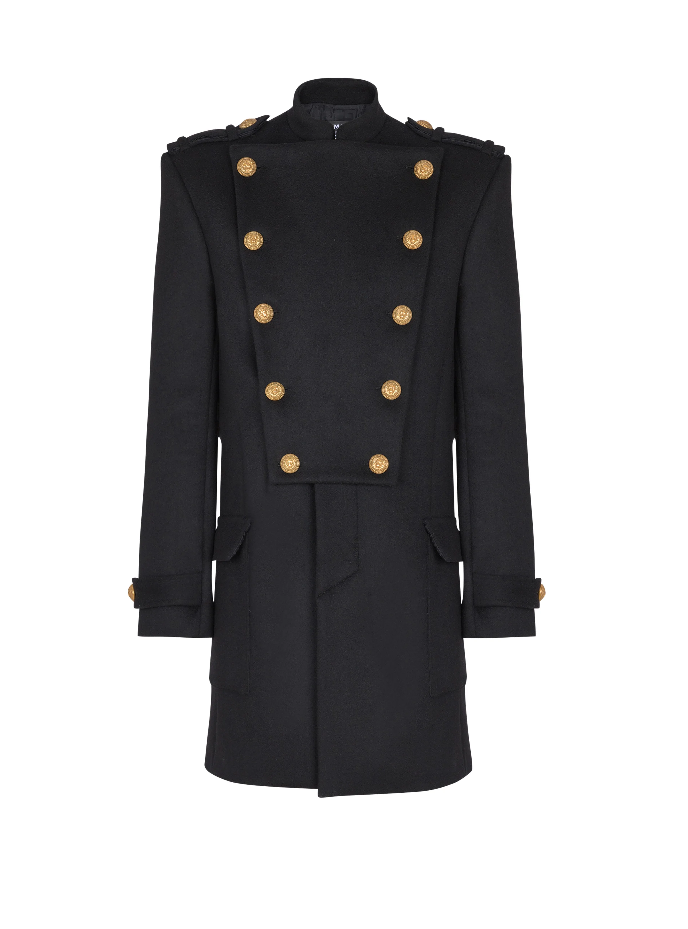 Wool and cashmere coat with detachable bib front - 1