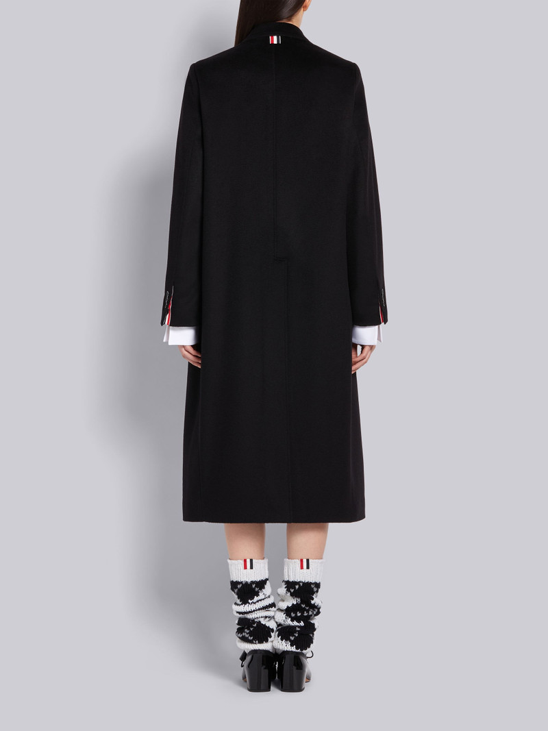 Black Cashmere Zibeline Elongated Sack Overcoat 3