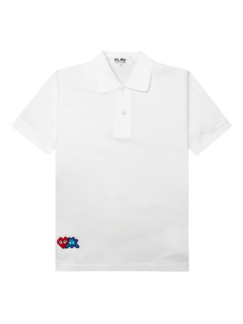 x Invader pixel-heart embroidered polo shirt 1