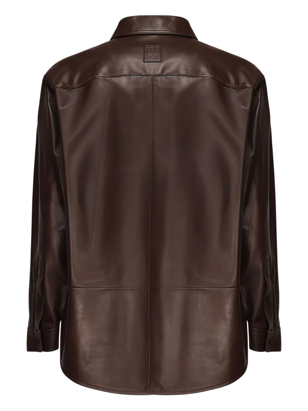 button-fastening leather shirt jacket - 2