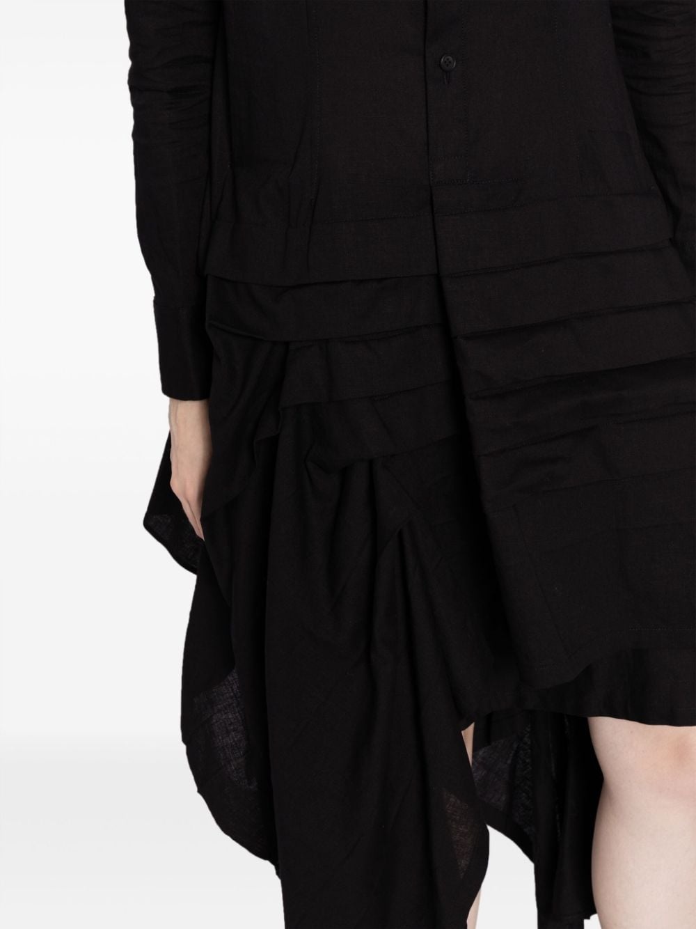 asymmetric ruffled midi shirtdress - 5