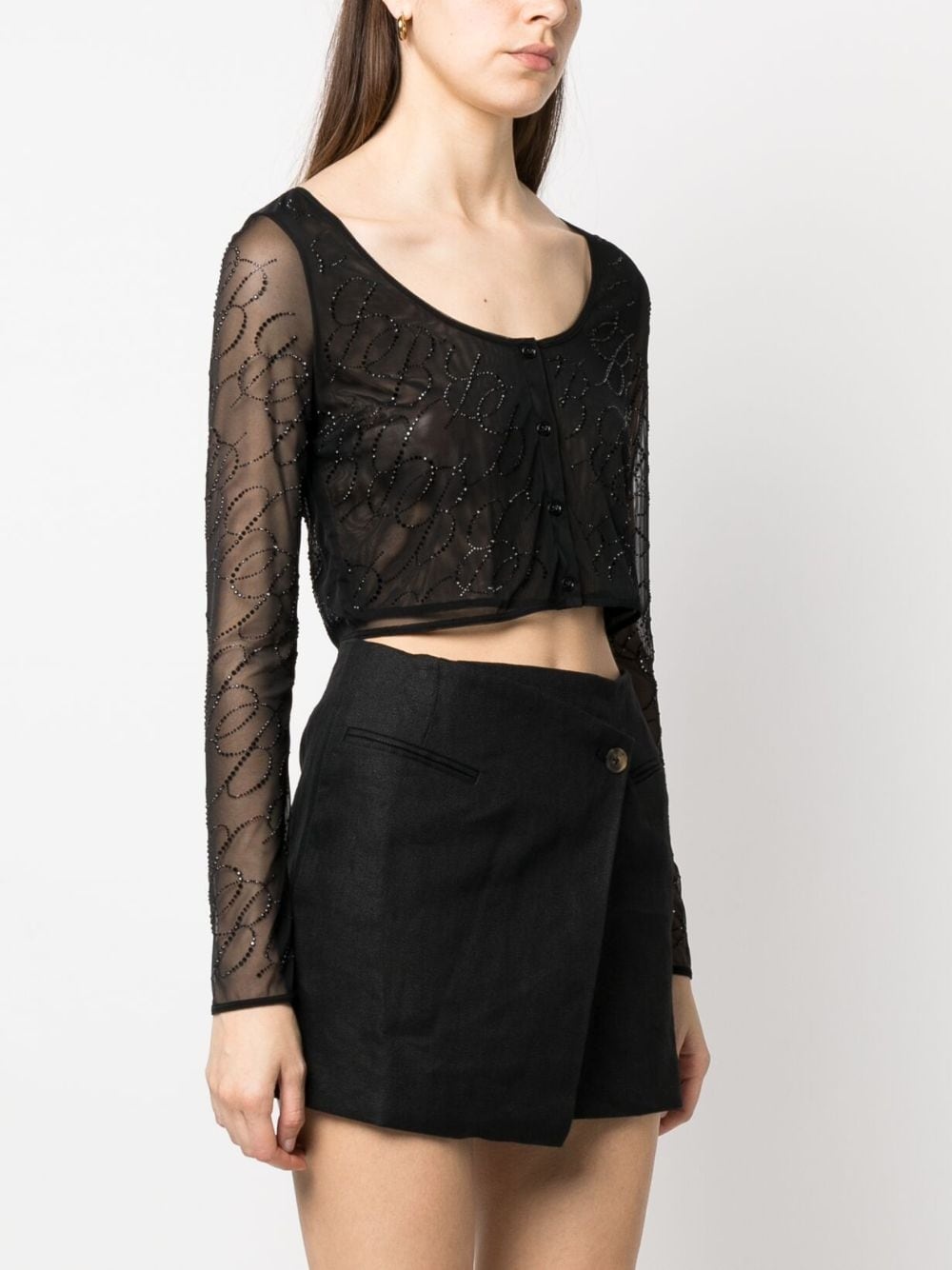 semi-sheer cropped top - 3