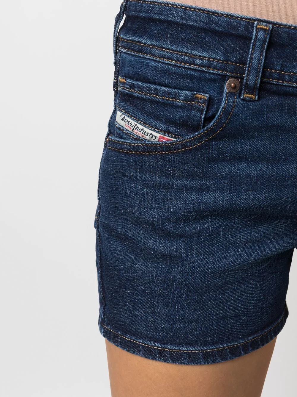 straight-leg denim shorts - 5