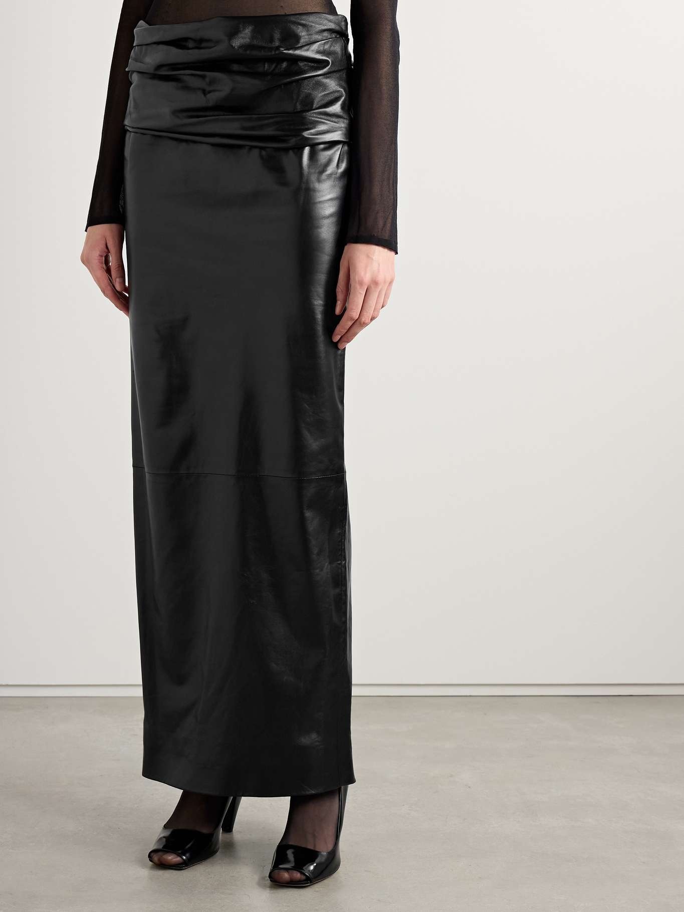 Winler gathered leather maxi skirt - 3