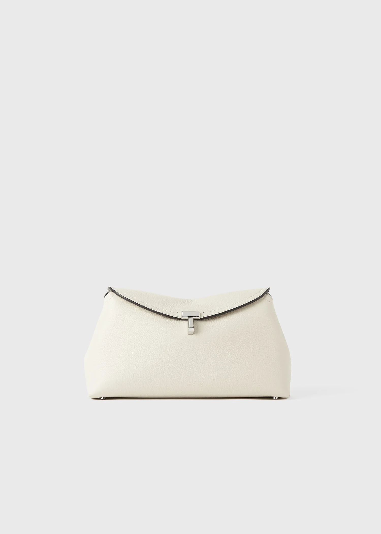 T-lock grained-leather clutch milk - 1