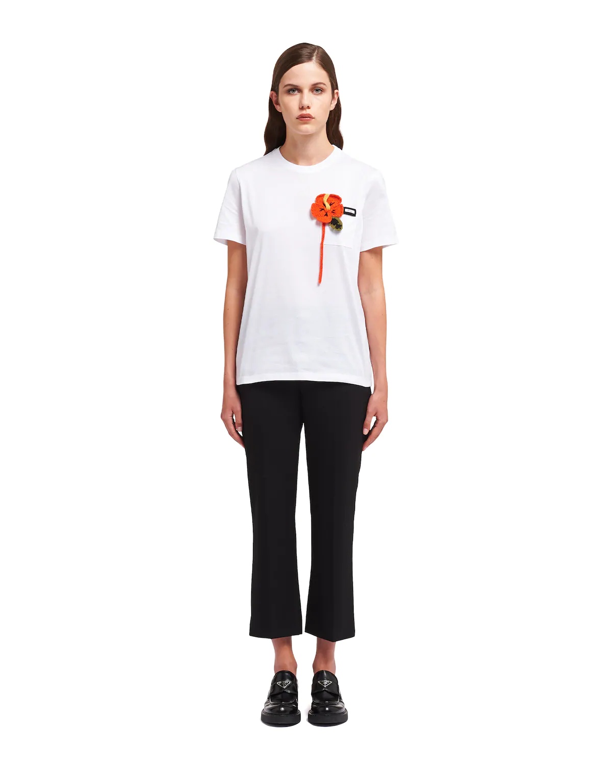 Jersey T-shirt with floral appliqué - 2