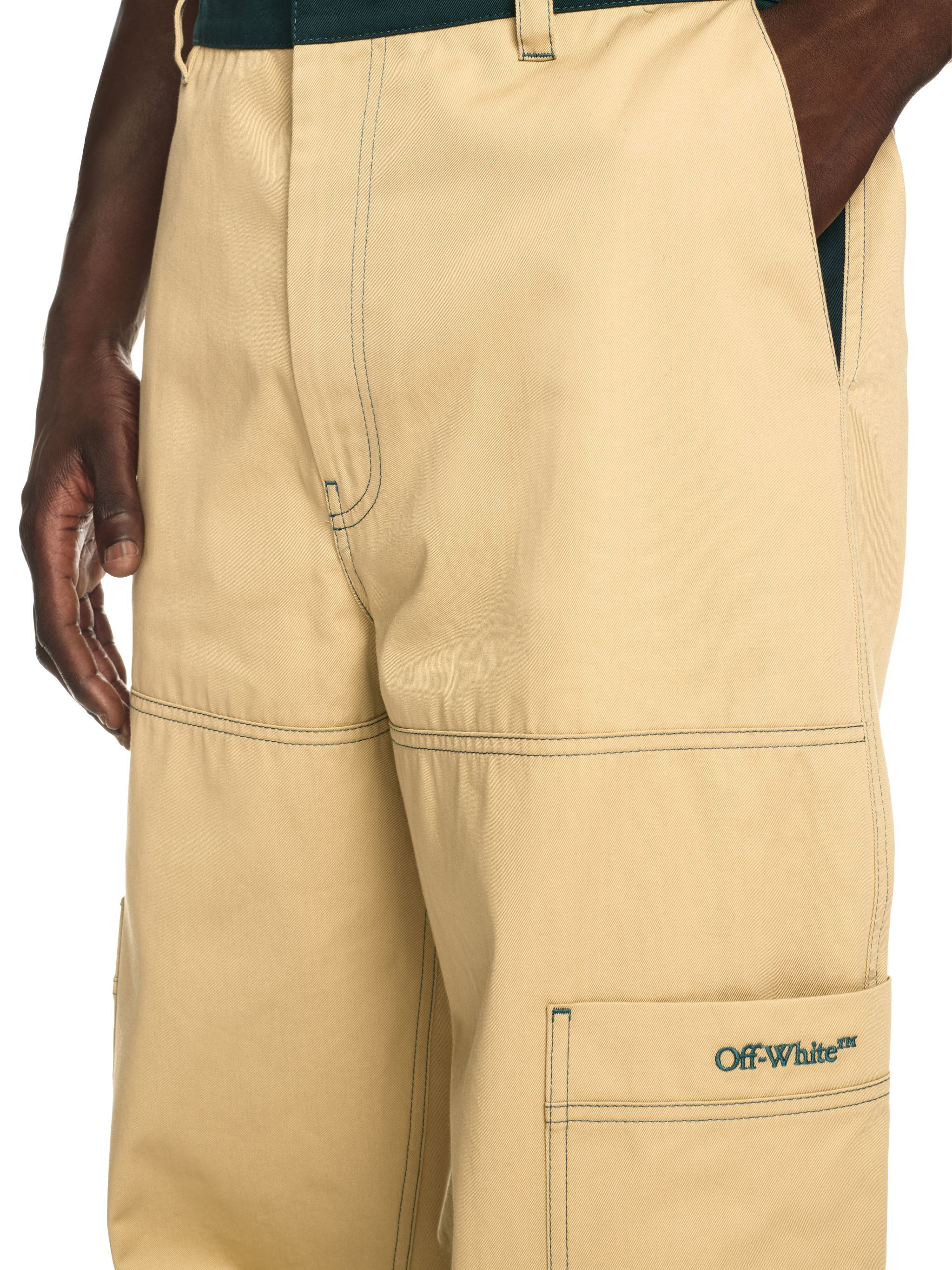 Beige Stitch Cargo Pants - 6