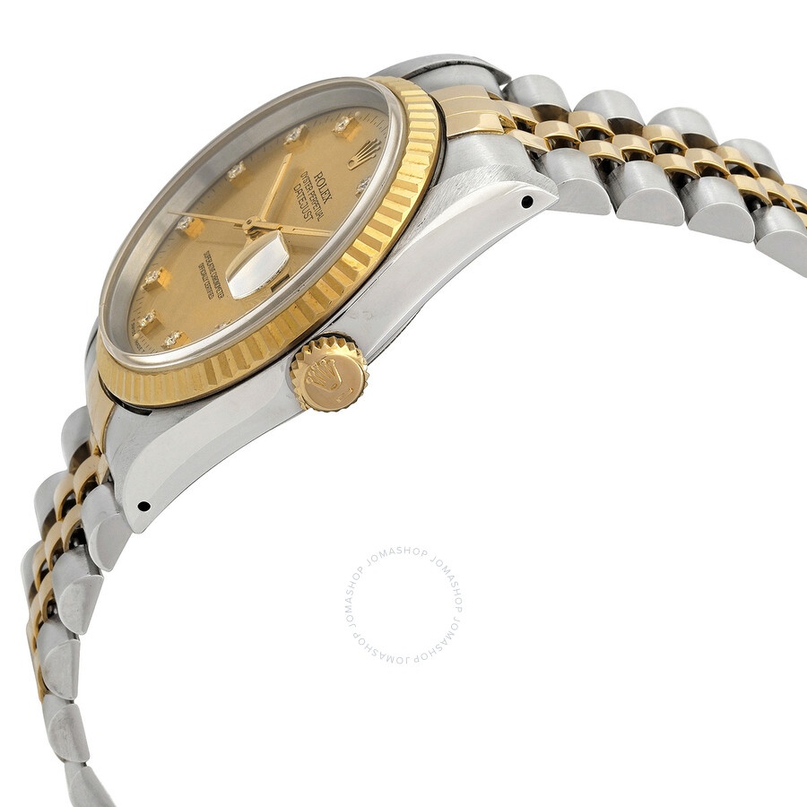 Pre-owned Rolex Datejust Automatic Diamond Champagne Dial Men's Watch 16233CDJ - 2