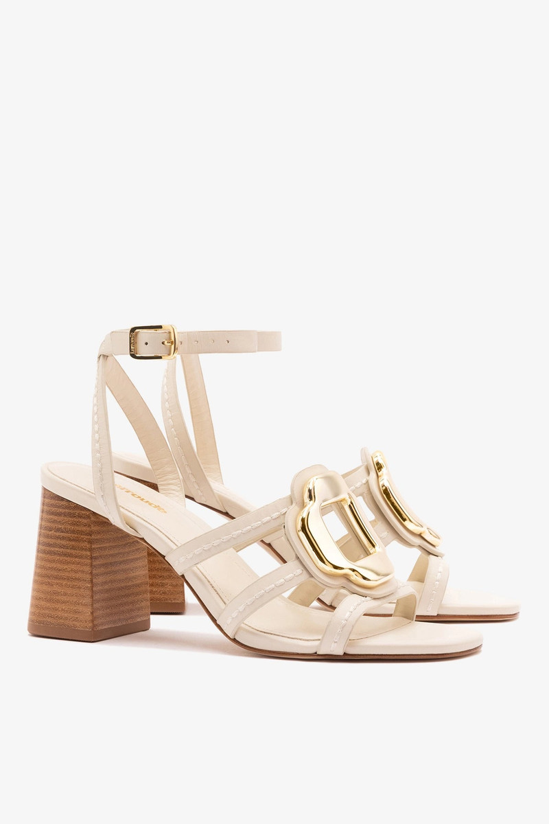 Margherita Block Sandal Ivory Leather 3