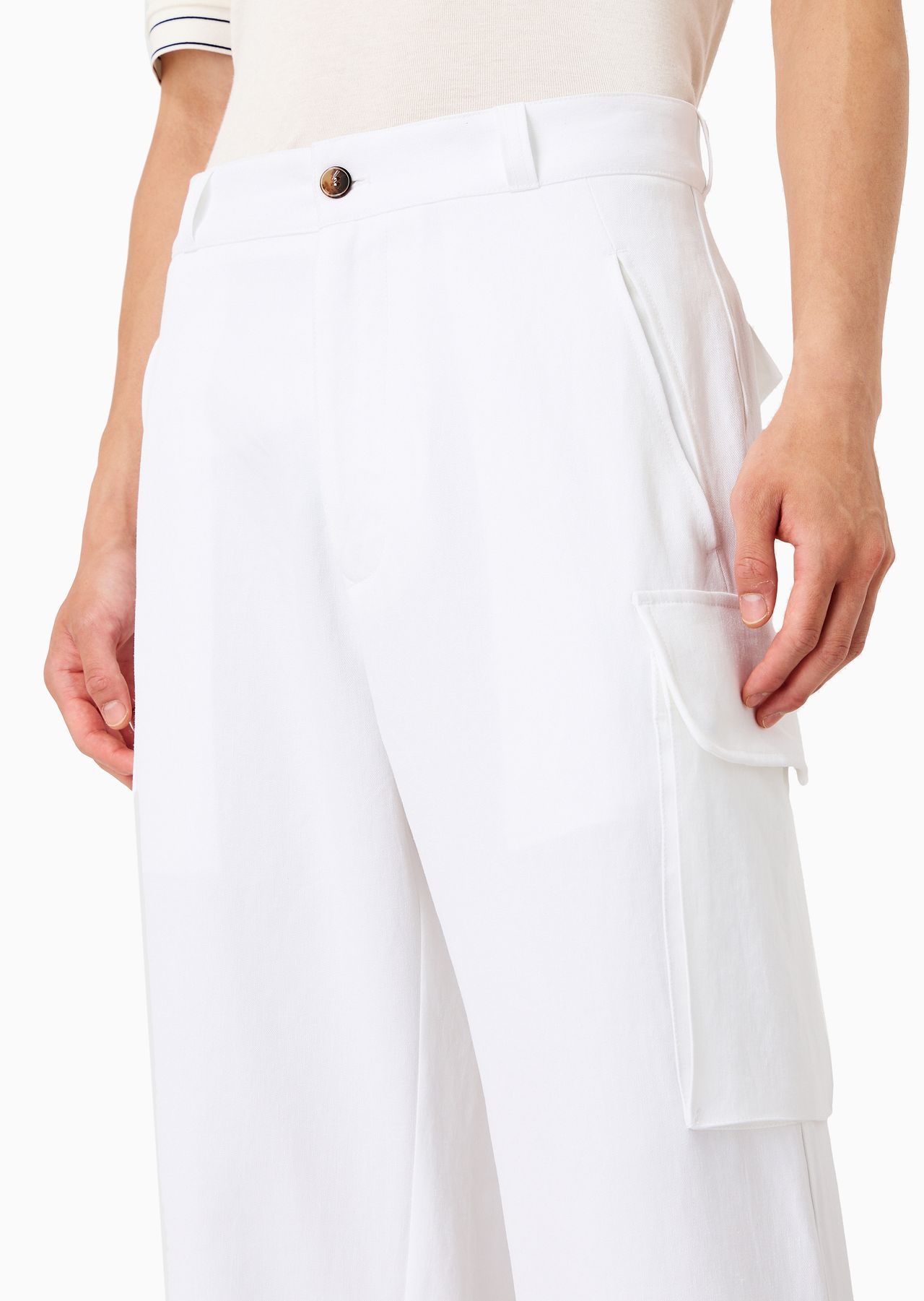 Linen cargo trousers - 5