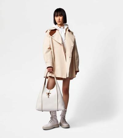 Tod's JACKET WITH INSERTS IN LEATHER - OFF WHITE outlook