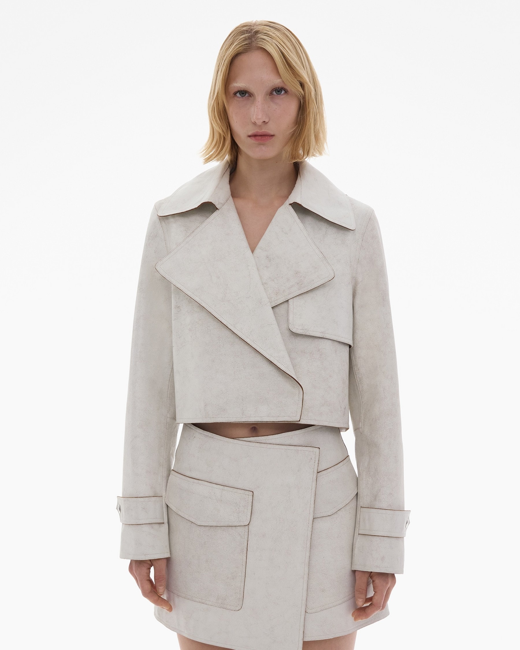 CROPPED LEATHER TRENCH JACKET - 3