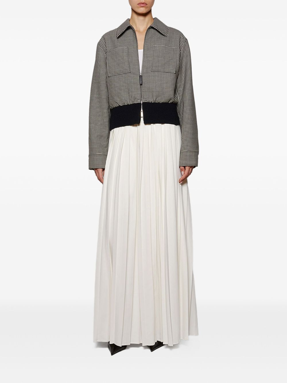 check-pattern zip-front jacket - 2