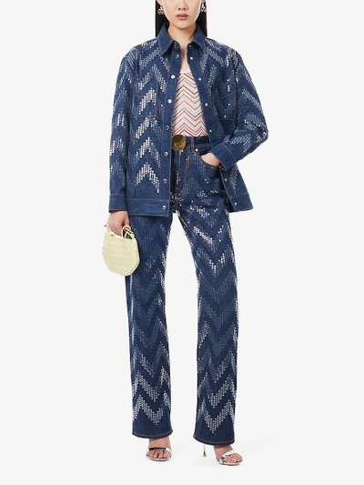 Missoni Chevron-pattern sequin-embellished straight-leg jeans outlook