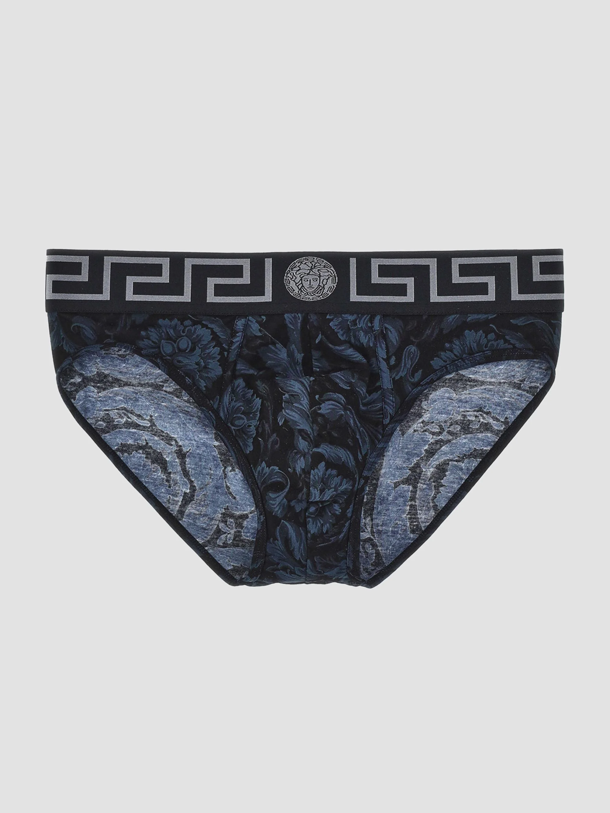 Men's All Over Baroque Print Brief - Black Grey - 1