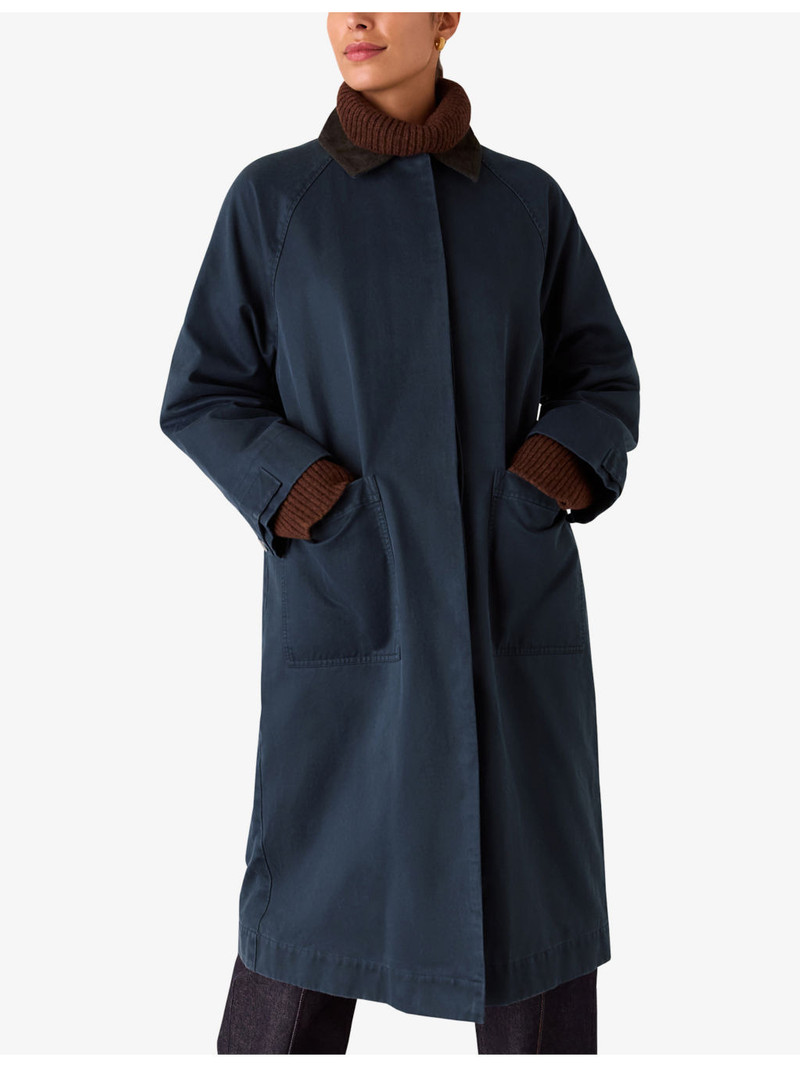 Gabriella Contrast-Collar Relaxed-Fit Waxed Overcoat 3