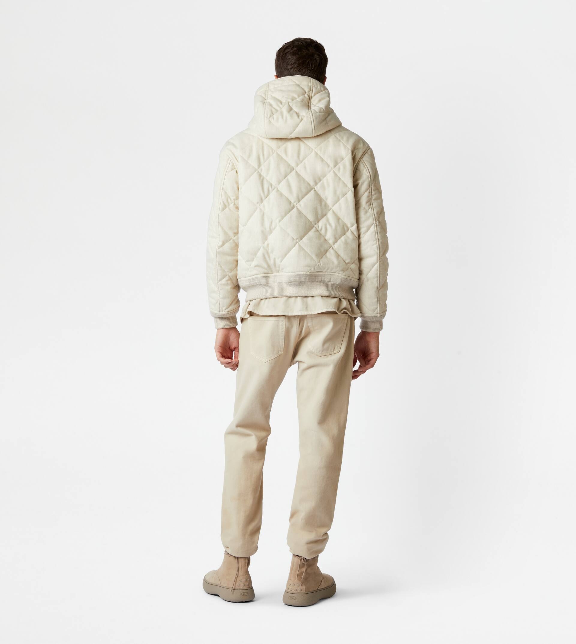 TOD'S QUILTED OVER BOMBER JACKET - BEIGE - 3