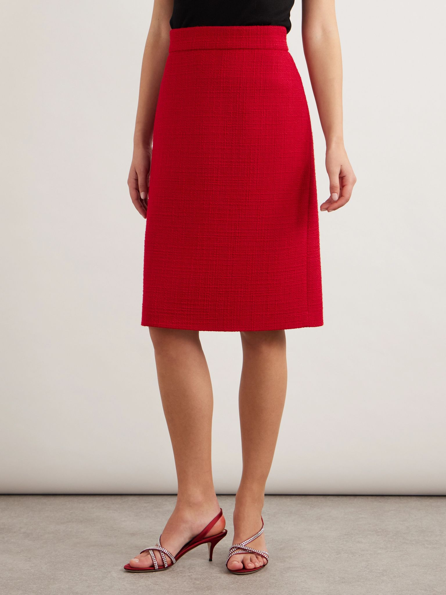 Wool-blend tweed skirt Red - 3