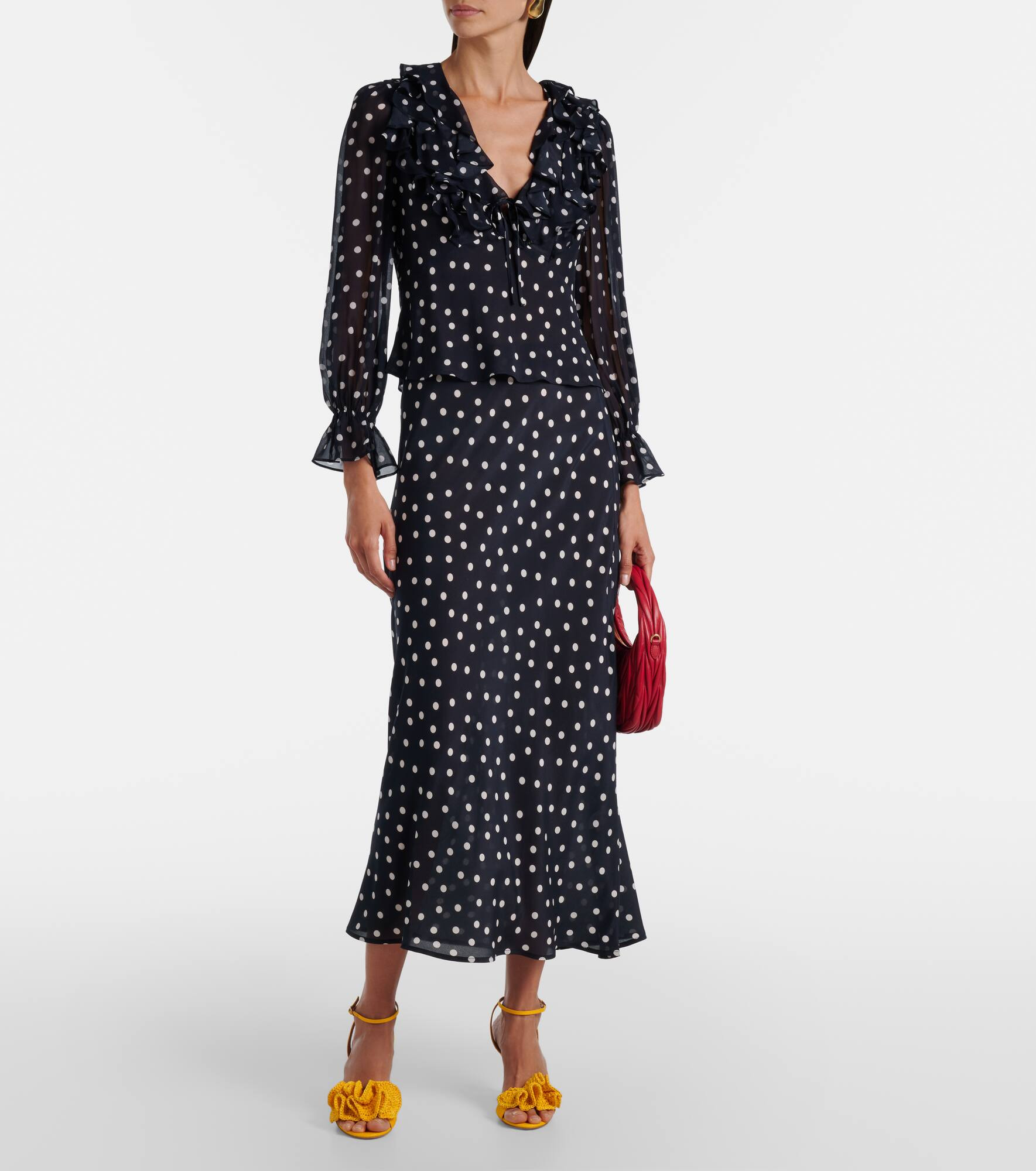 Ardith polka-dot silk midi skirt - 2