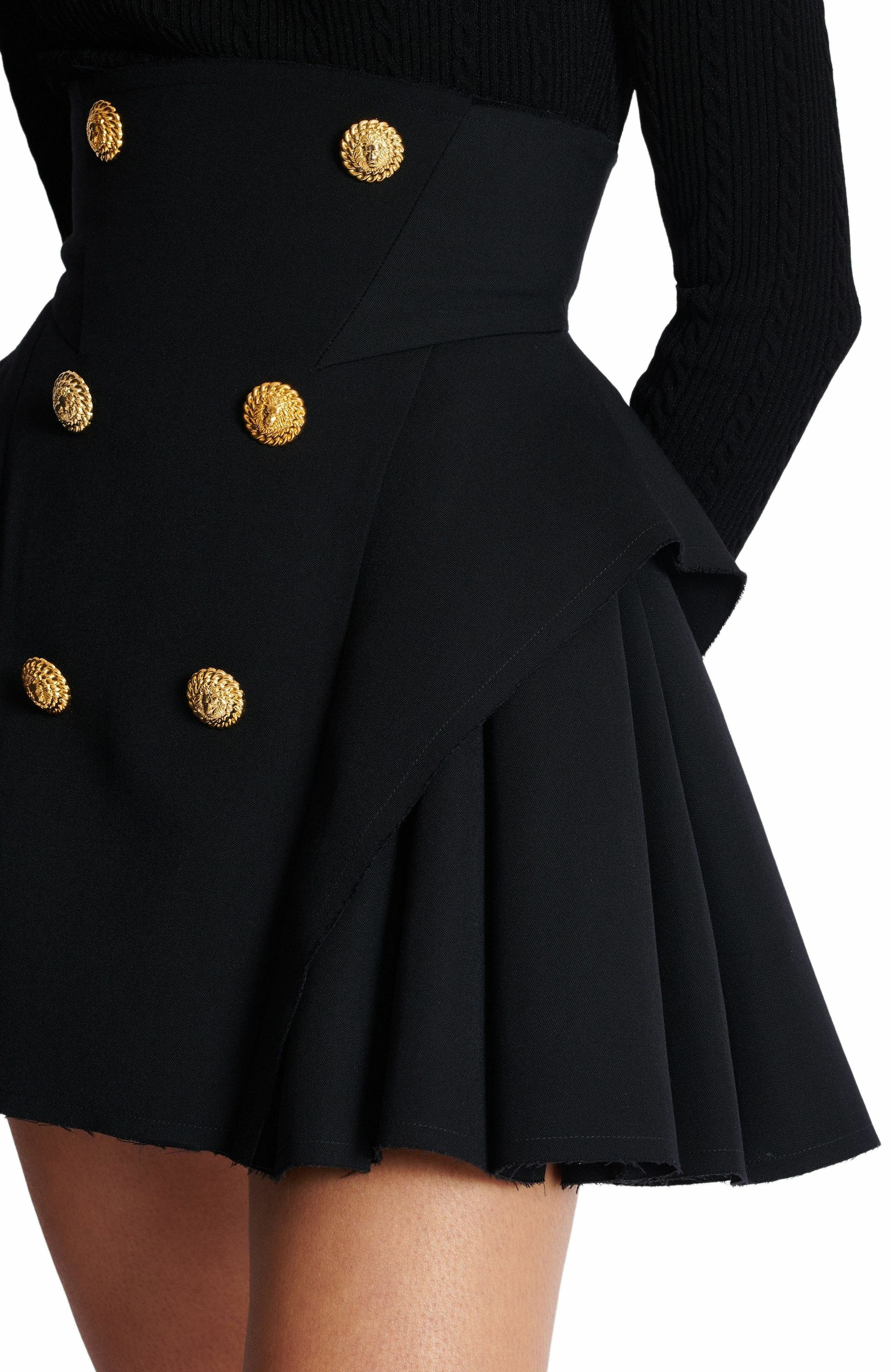 Balmain High-waisted grain de poudre skirt in Black at Nordstrom - 5