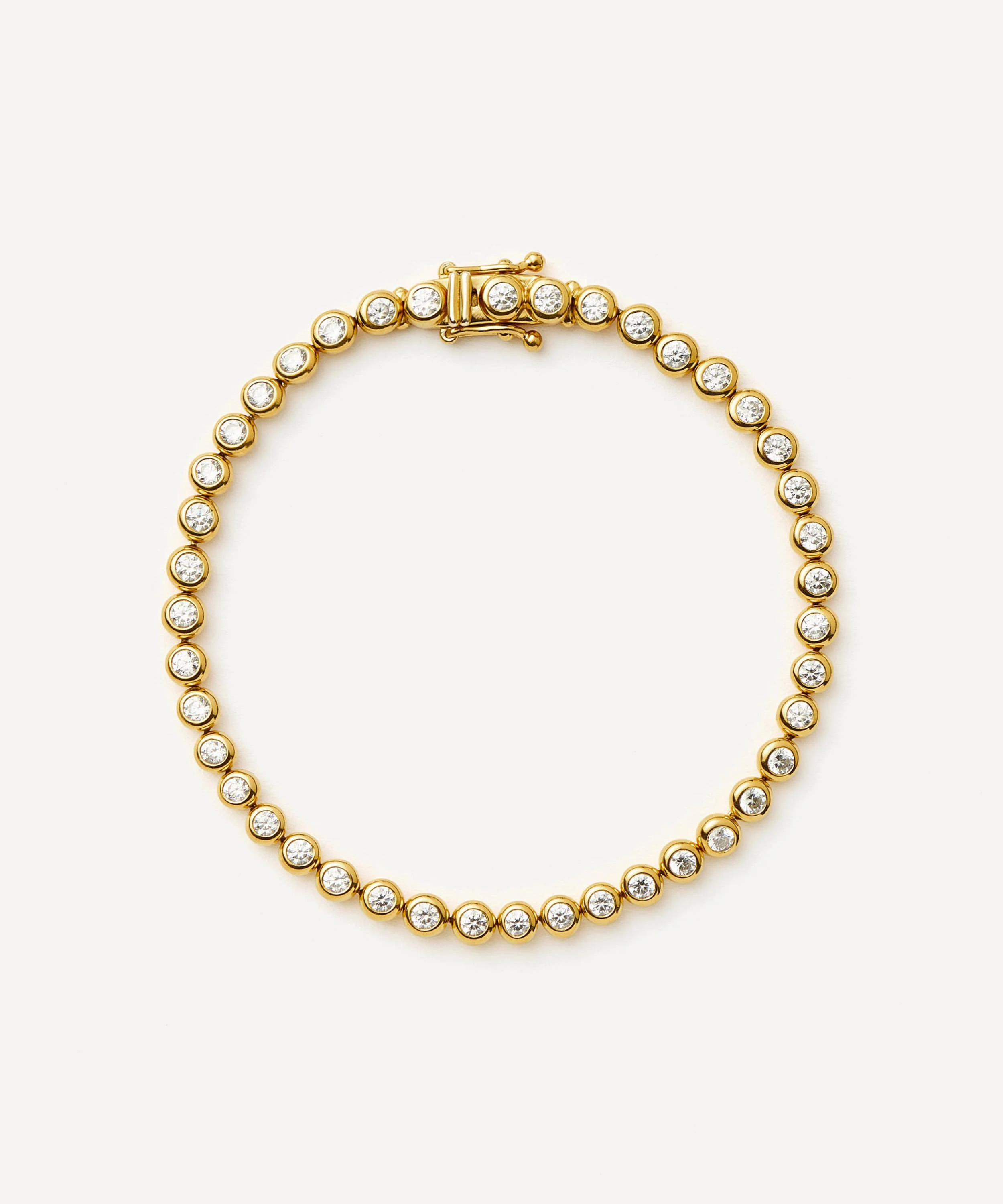 18ct Gold-Plated Vermeil Silver Round Tennis Bracelet - 1