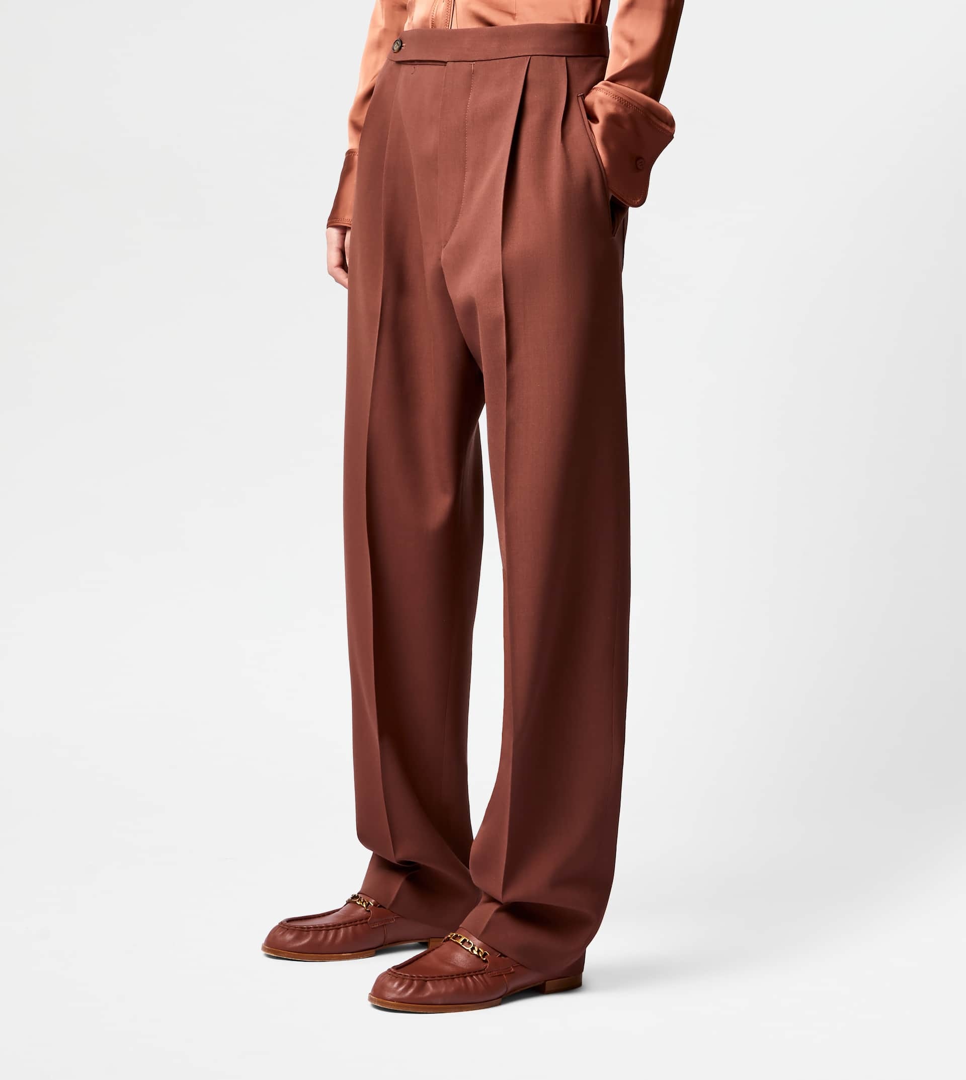 PANTS IN WOOL - BROWN - 4