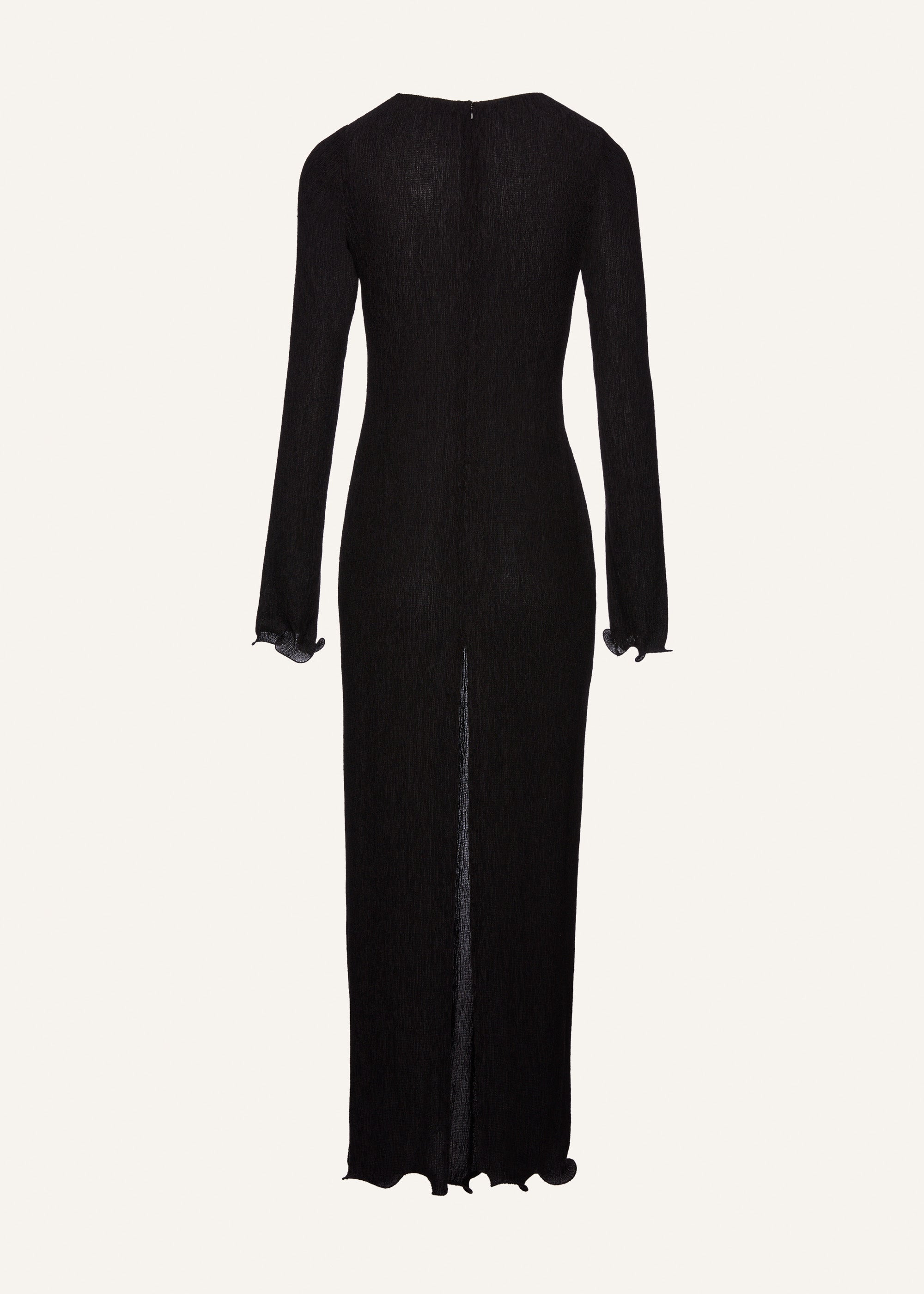 Long sleeve crepe beach maxi dress in black - 2