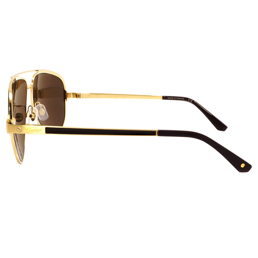 Cartier Santos de Cartier Polarized Brown Pilot Men's Sunglasses CT0192S 003 60 - 3