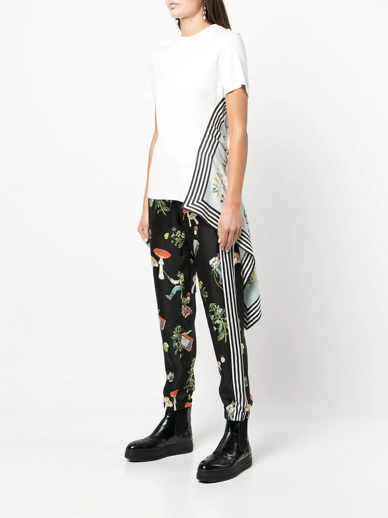 asymmetric graphic-print hybrid T-shirt 3