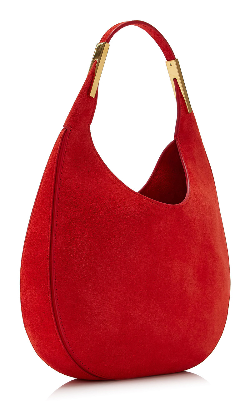SAVETTE The Small Suede Florence Hobo Bag red outlook