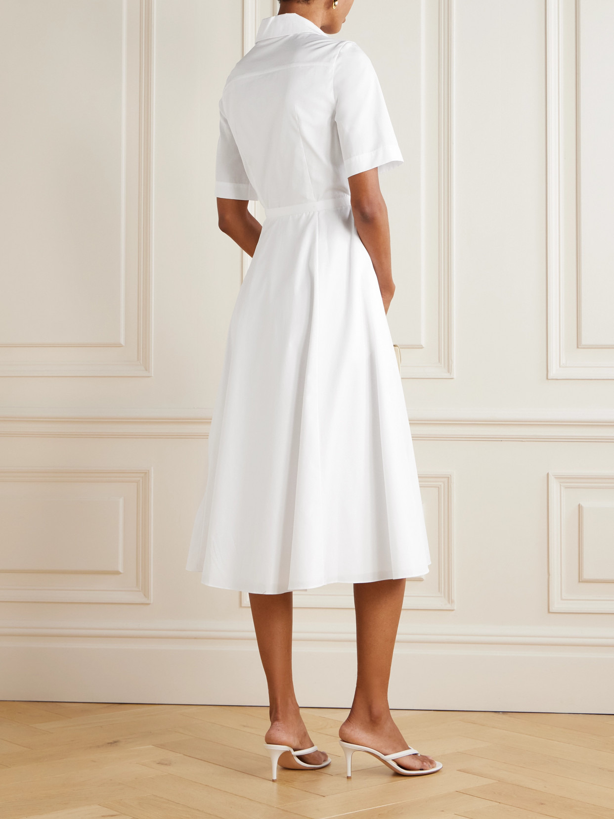 Rubie Belted Pintucked Cotton-poplin Midi Shirt Dress - 3