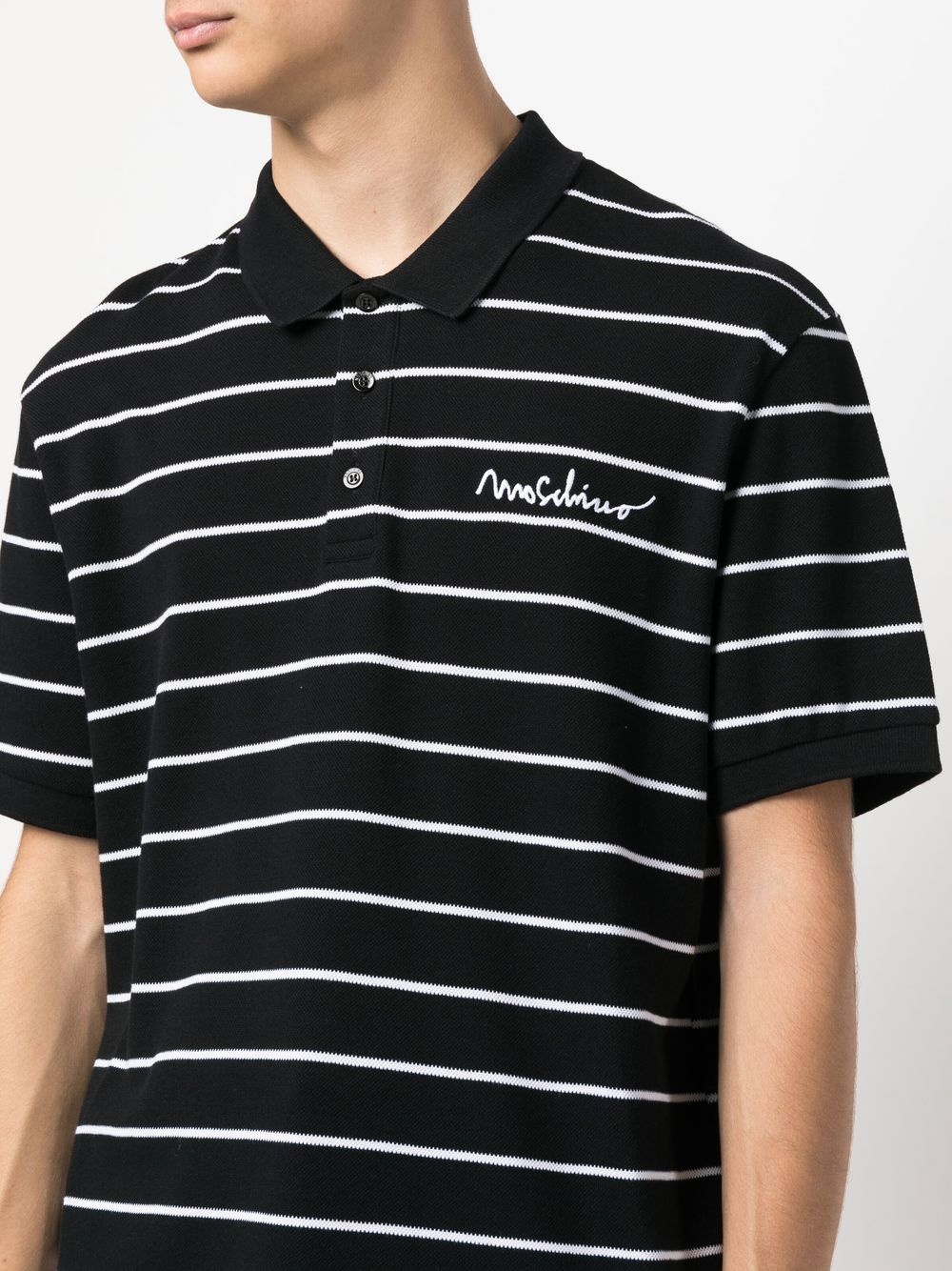 striped short-sleeved polo shirt - 5