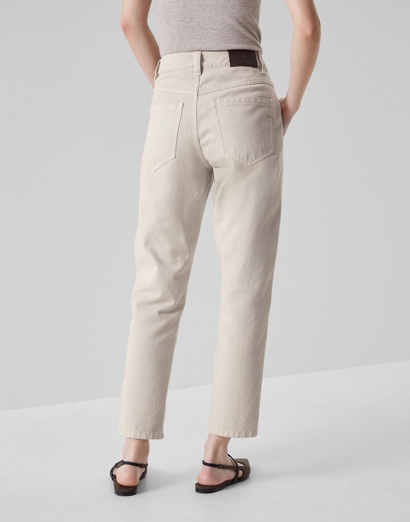 Brunello Cucinelli Stretch dyed denim straight trousers with shiny bartack outlook
