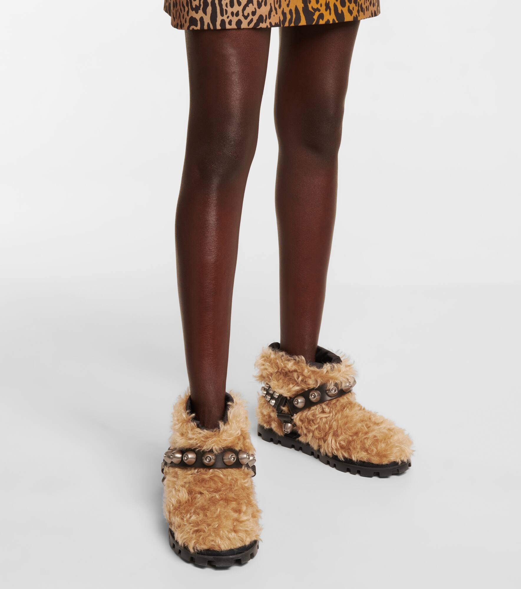 Studded teddy ankle boots - 4