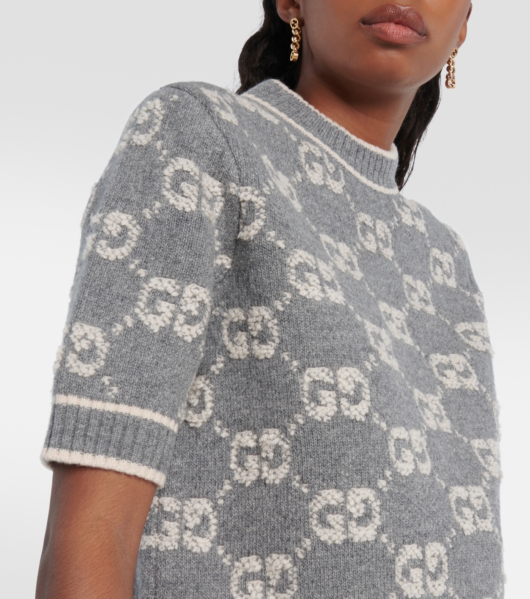 GG jacquard wool top - 5