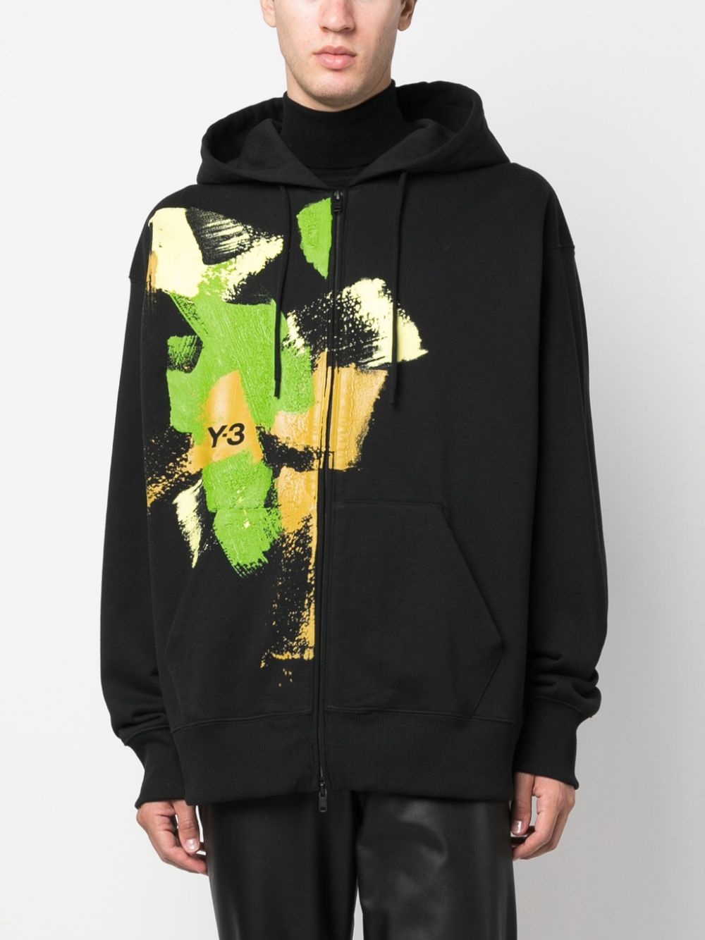 logo-print zip-up cotton hoodie - 2