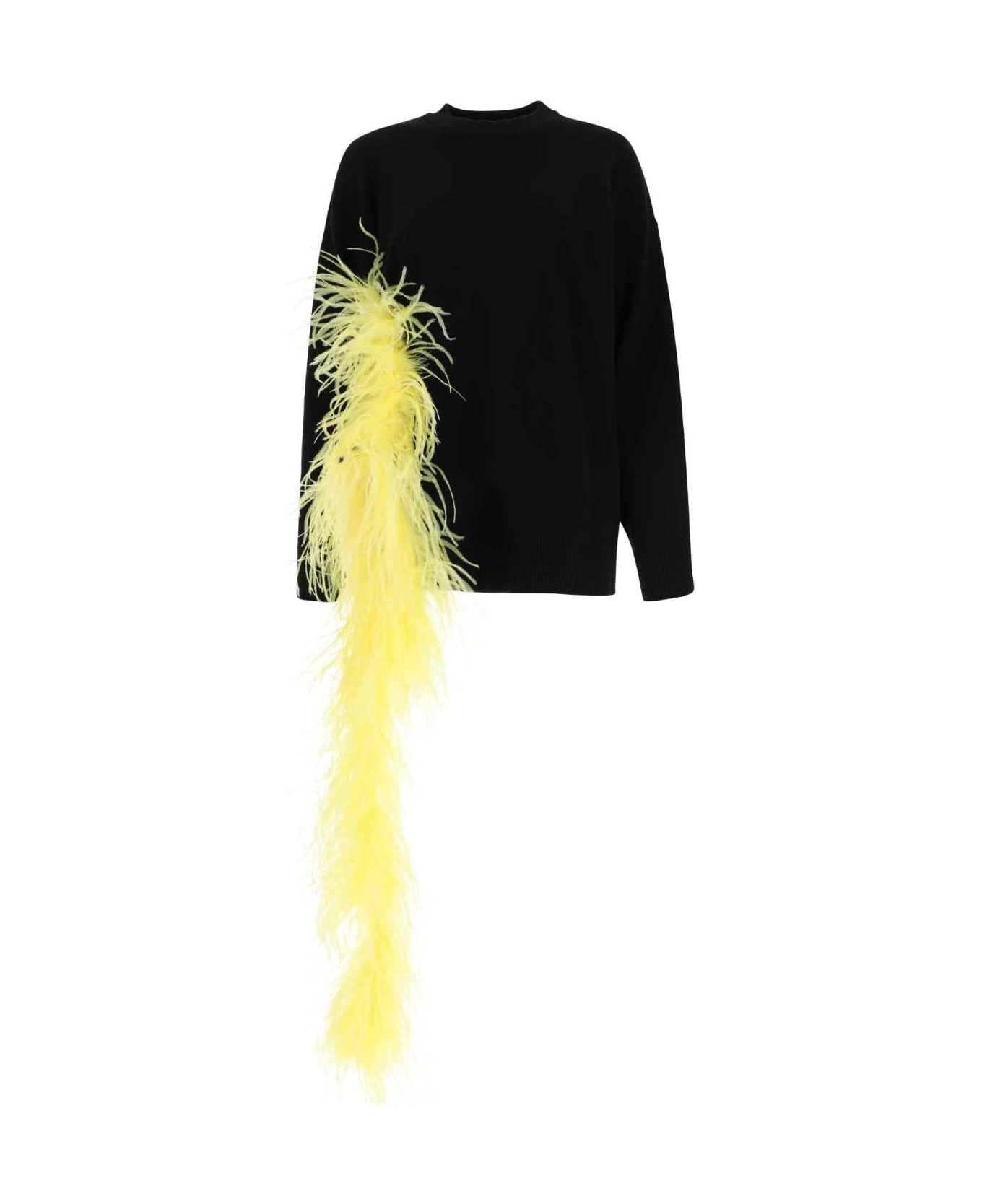 Black Viscose Blend Oversize Sweater - 1