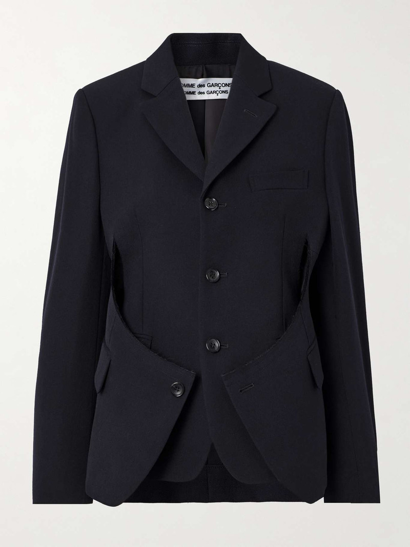 Layered cutout wool-twill blazer Navy - 1