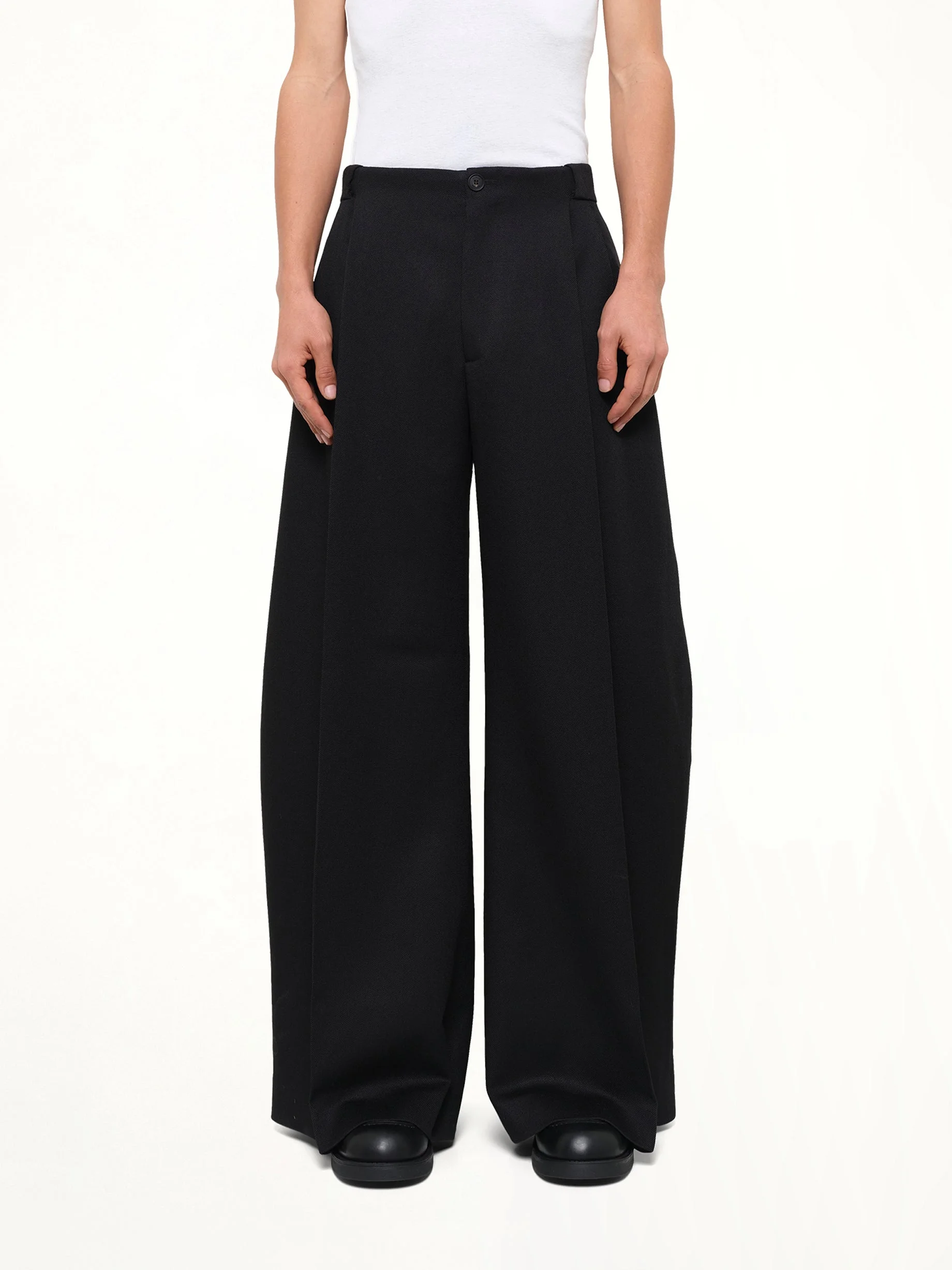 Tailoring Wool Wide Pant in Black - 1