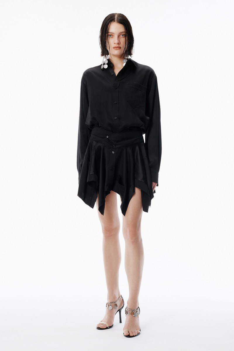 Alexander Wang Black Silk Charmeuse Pre-Styled Double Shirtdress outlook