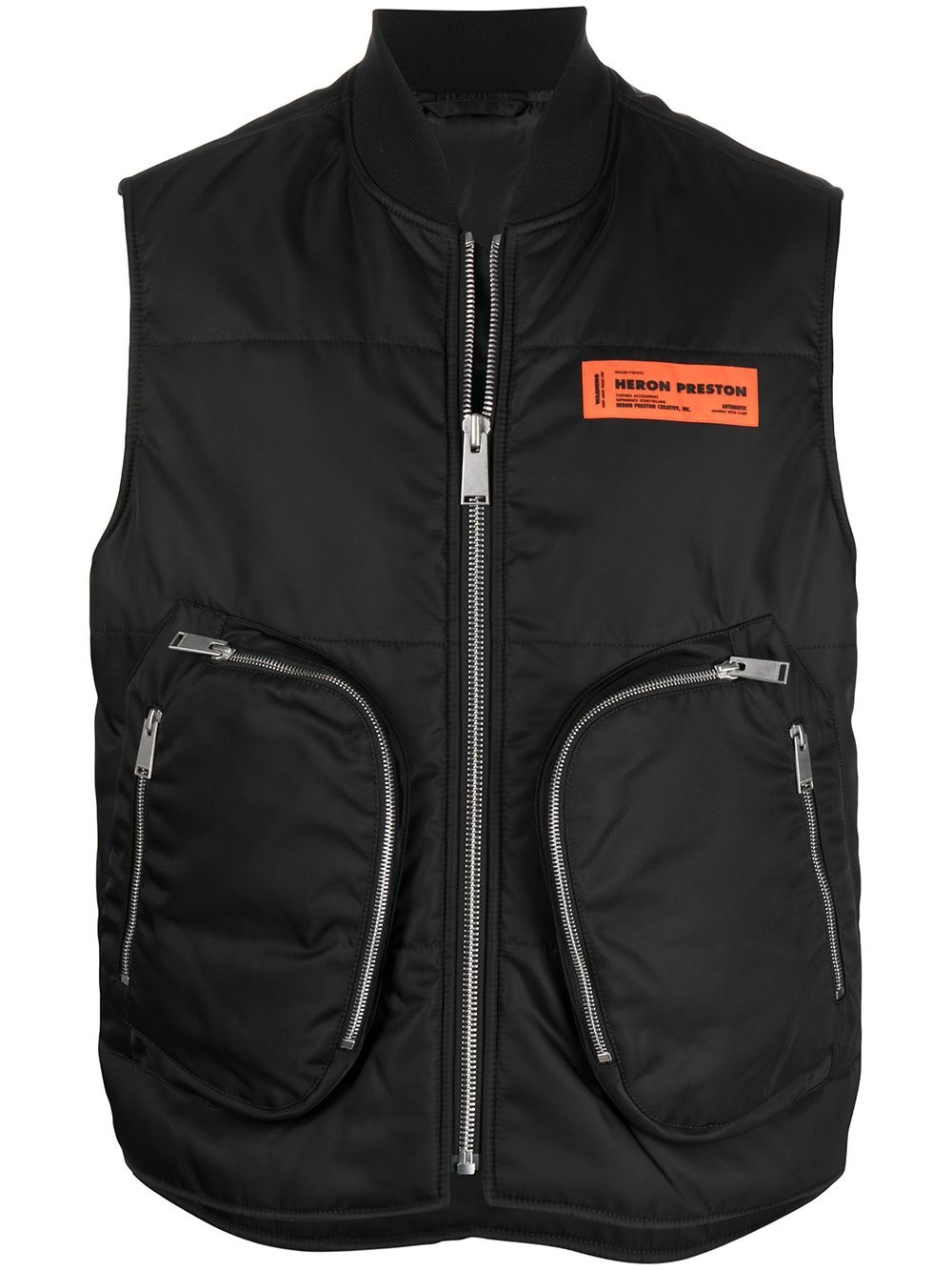 padded zip-pocket waistcoat - 1