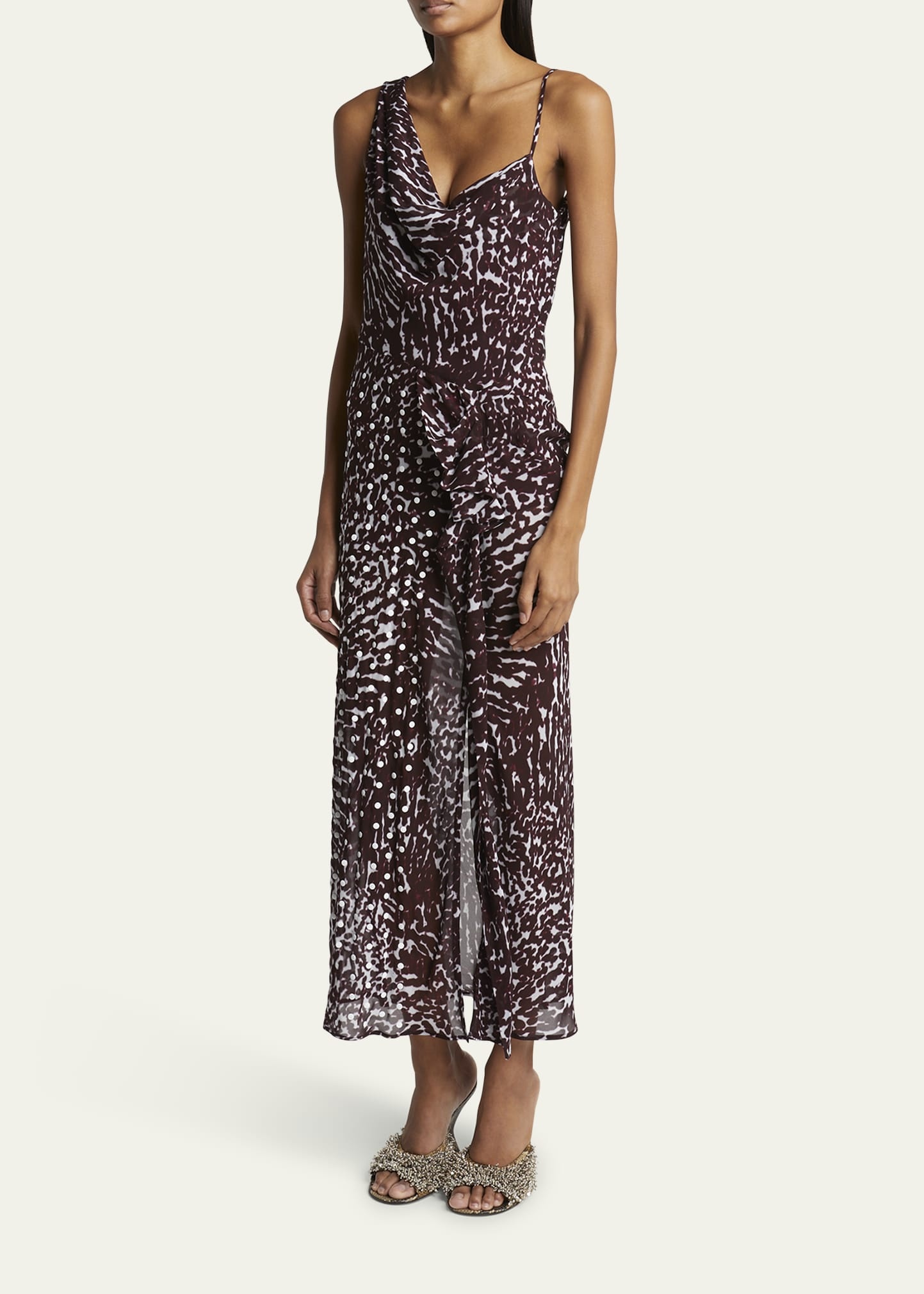 Deyon Abstract Print Draped Dress - 4