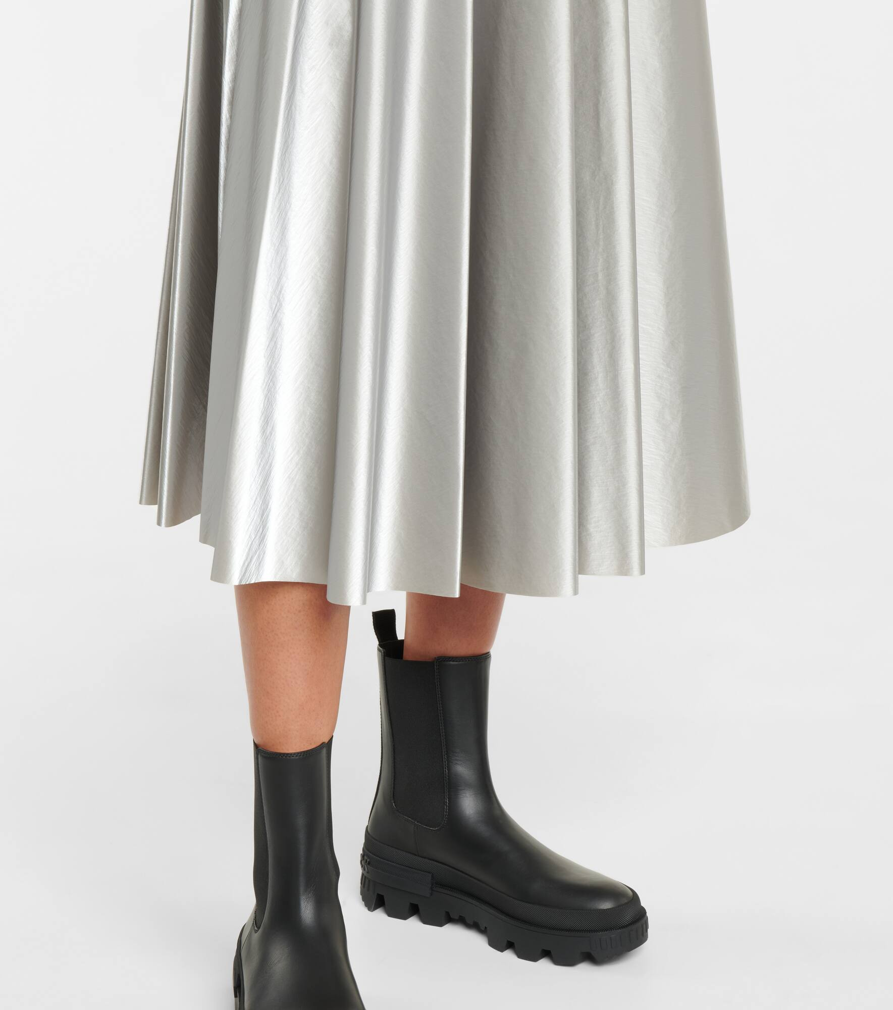 High-waisted pleated midi skirt - 5